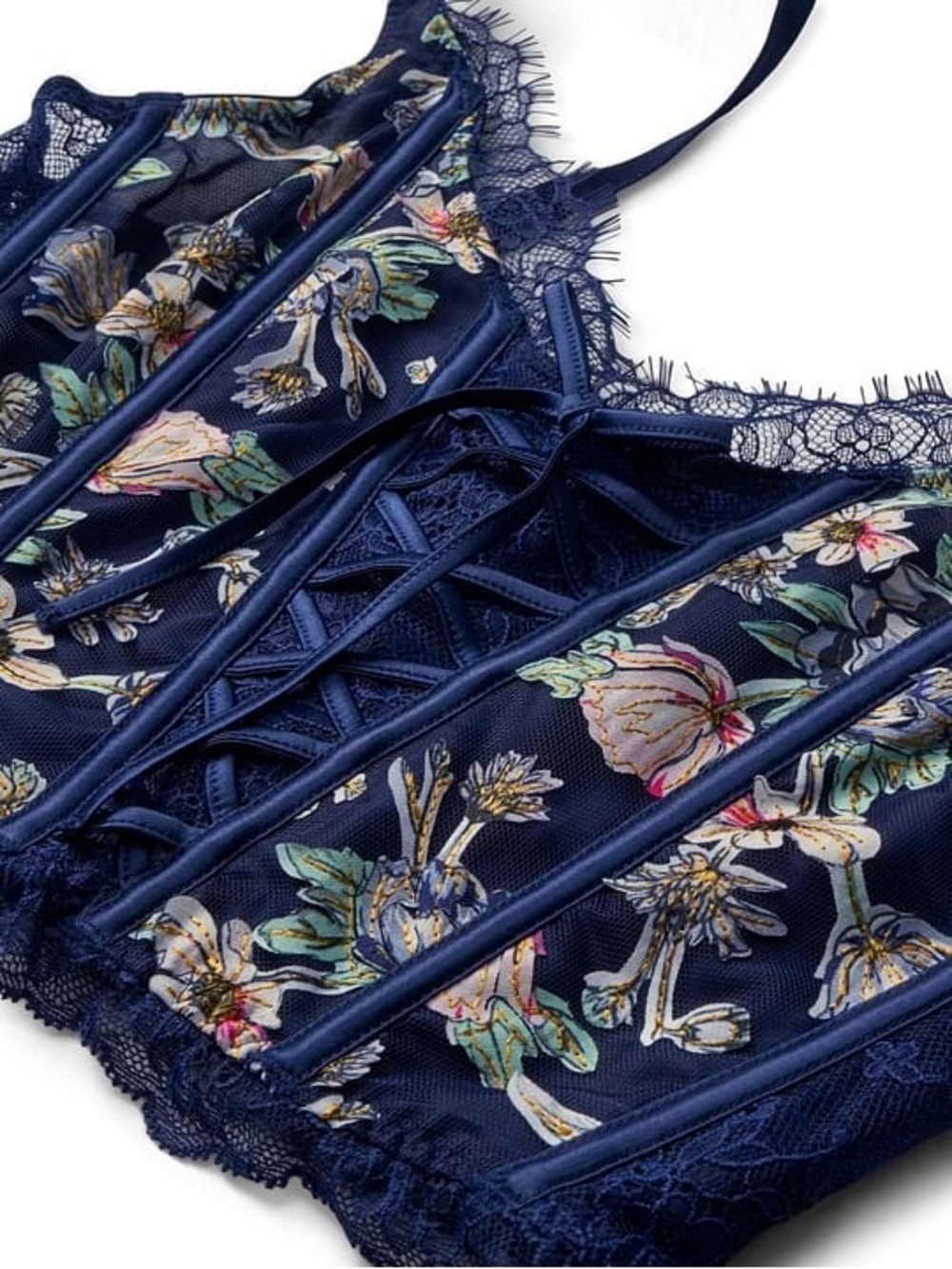 Vintage VICTORIA’S SECRET Dream Angels Floral Lace-Up Corset Top Size S